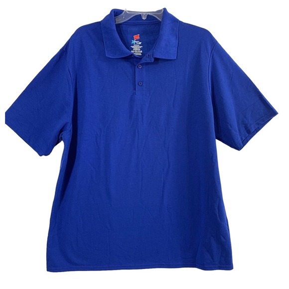 Hanes Polo Shirt Mens XL‎ Royal Blue X Temp Short Sleeve NWOT Polyester Cotton - Picture 1 of 8